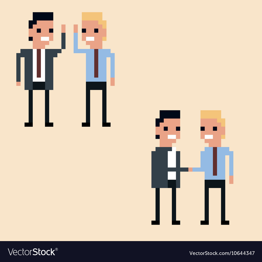 Pixel Art Businessman And Success Stock Clipart, Royalty-Free