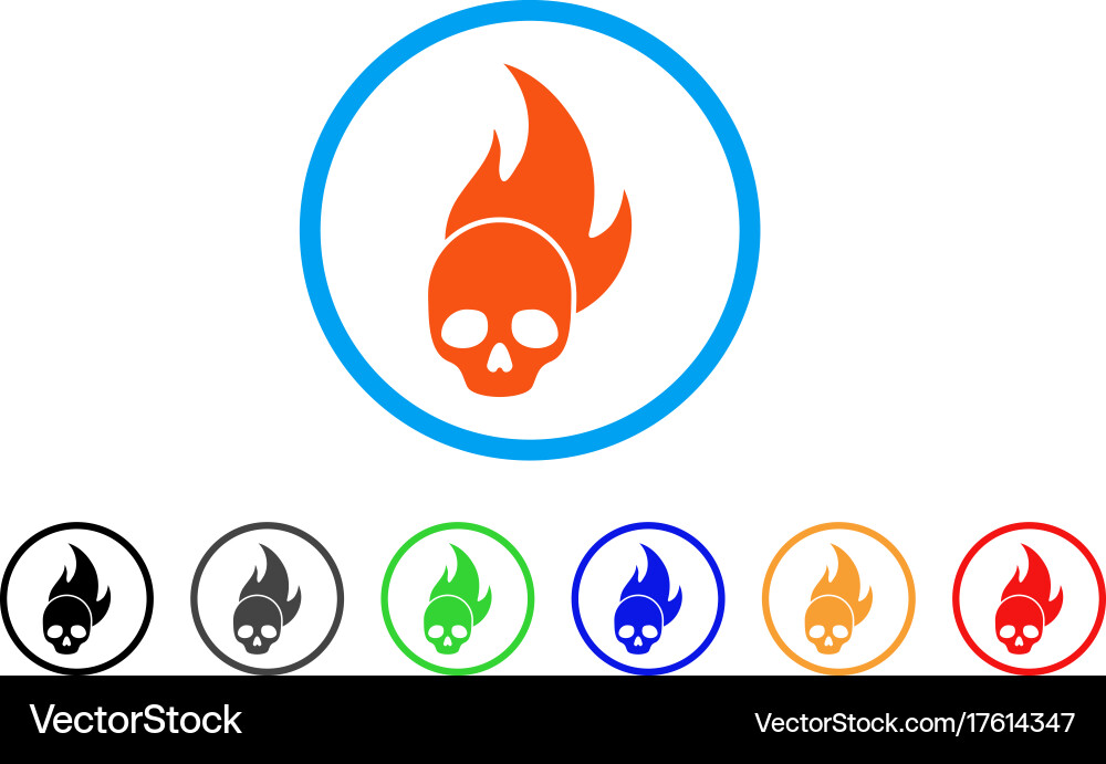 Skull fire rounded icon Royalty Free Vector Image