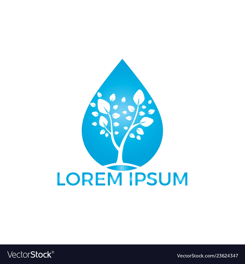 Water drop with tree icon logo design