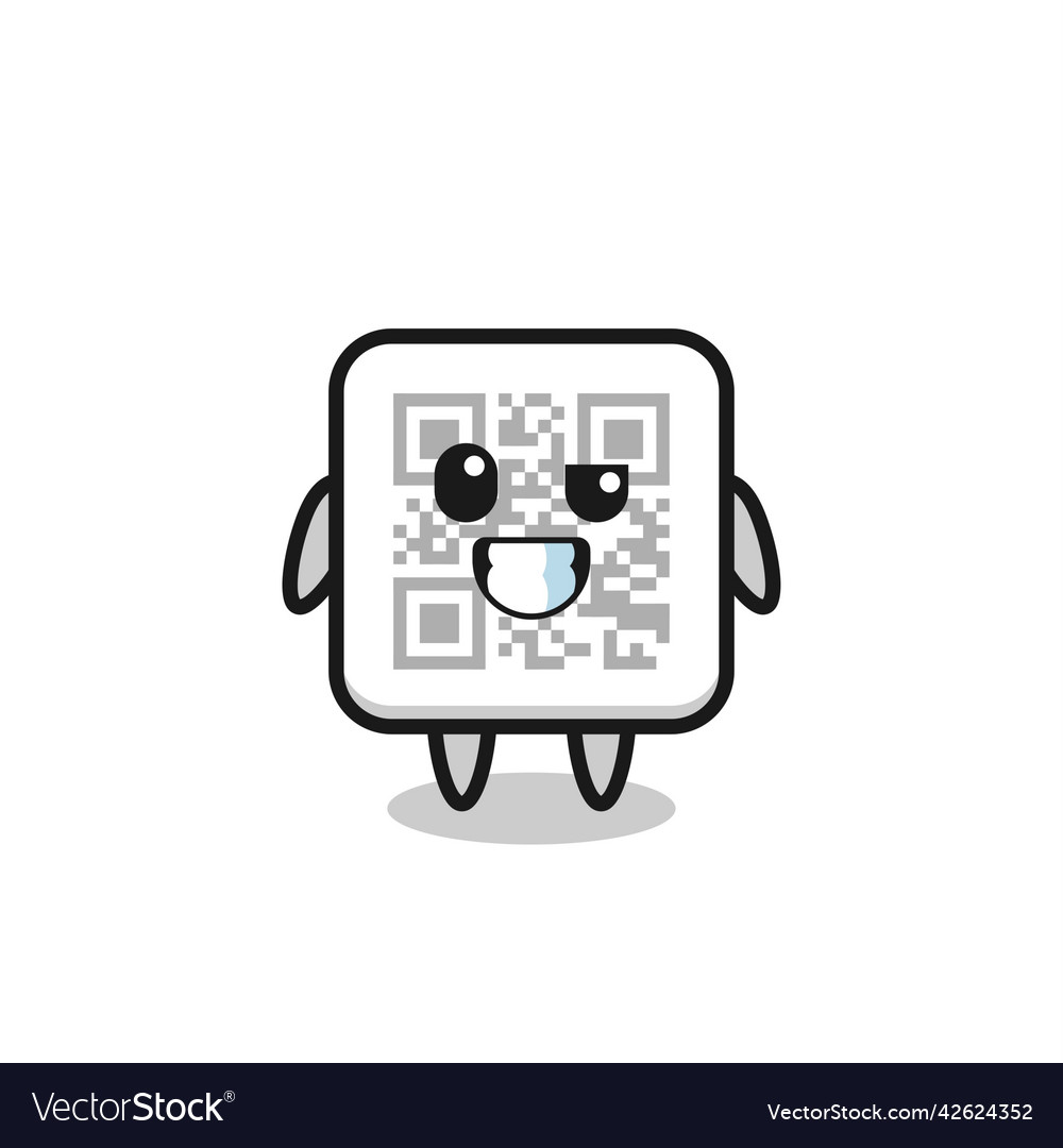 Cute qr code mascot with an optimistic face Vector Image