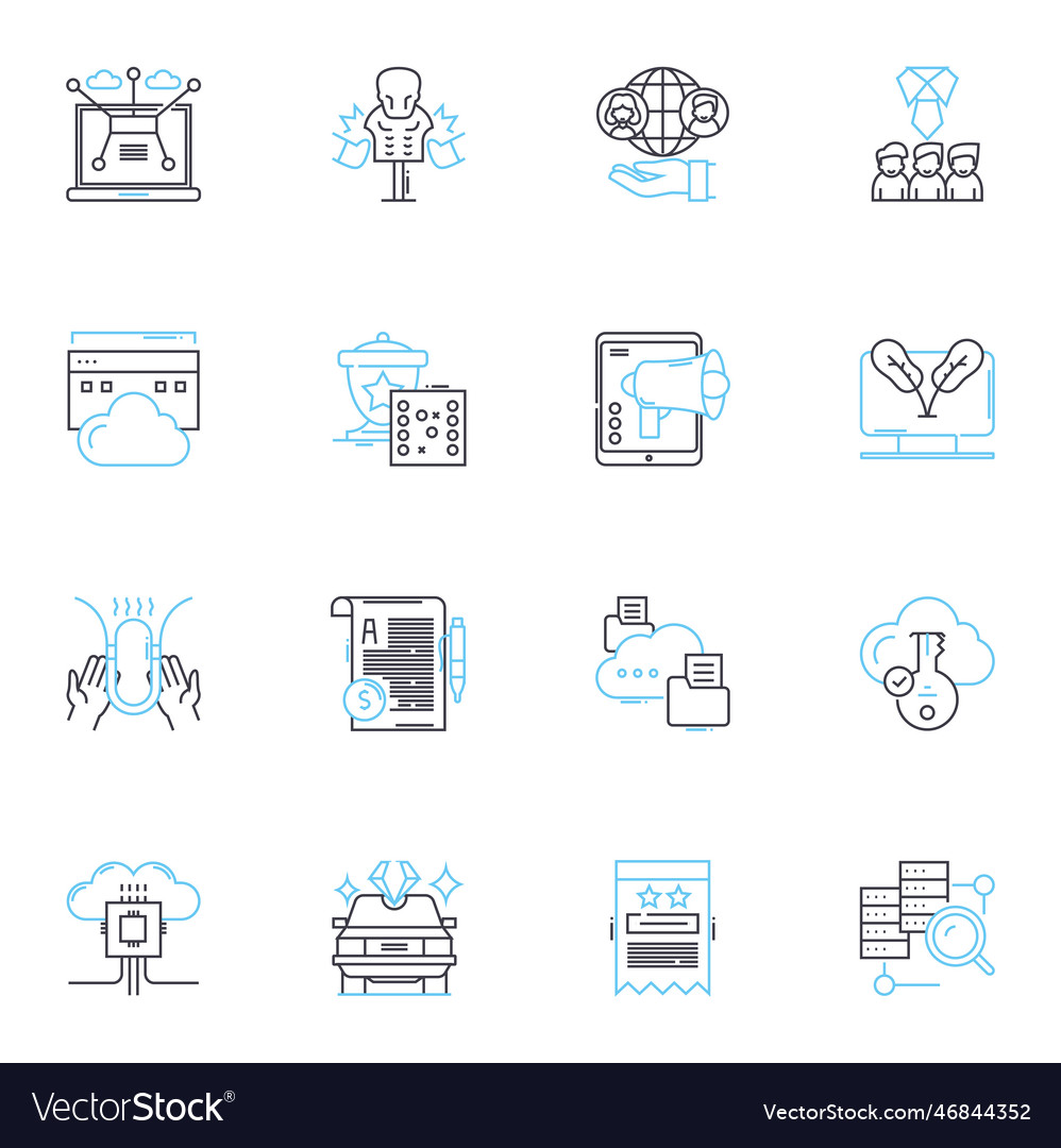 Data science linear icons set analytics big vector image Data science linear icons set analytics big
