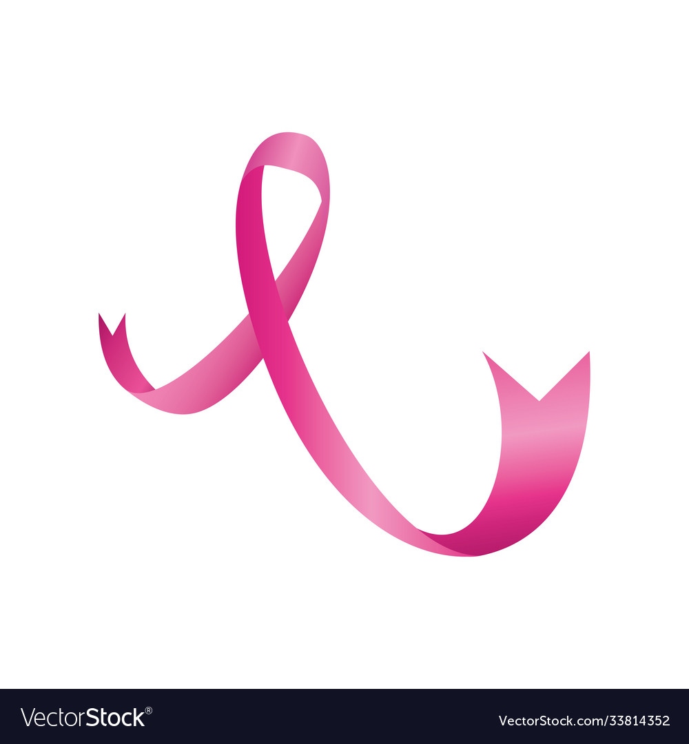 Detailed pink ribbon badge breast cancer Vector Image