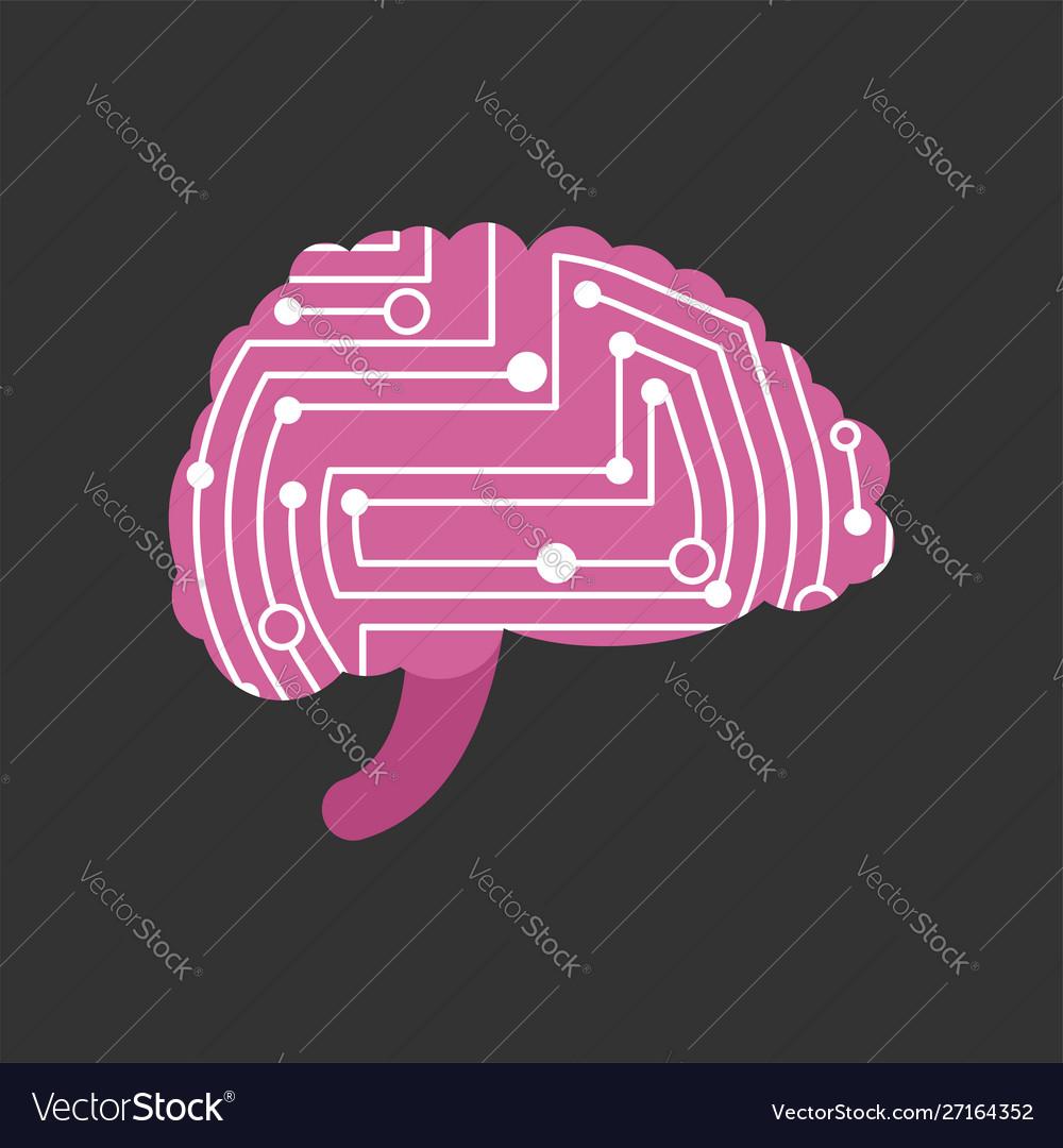 Digital brain printed circuit brains computer vector image Digital brain printed circuit brains computer