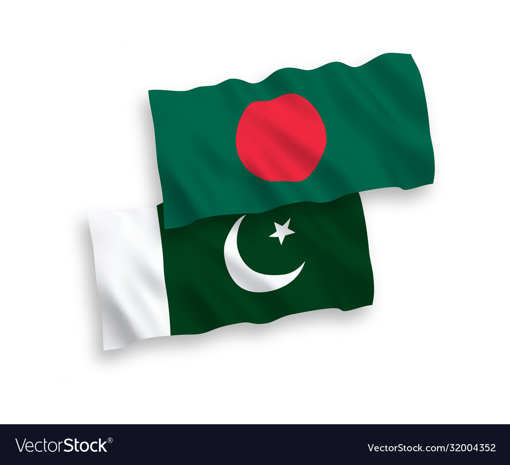 Flags Pakistan And Bangladesh On A White Vector Image