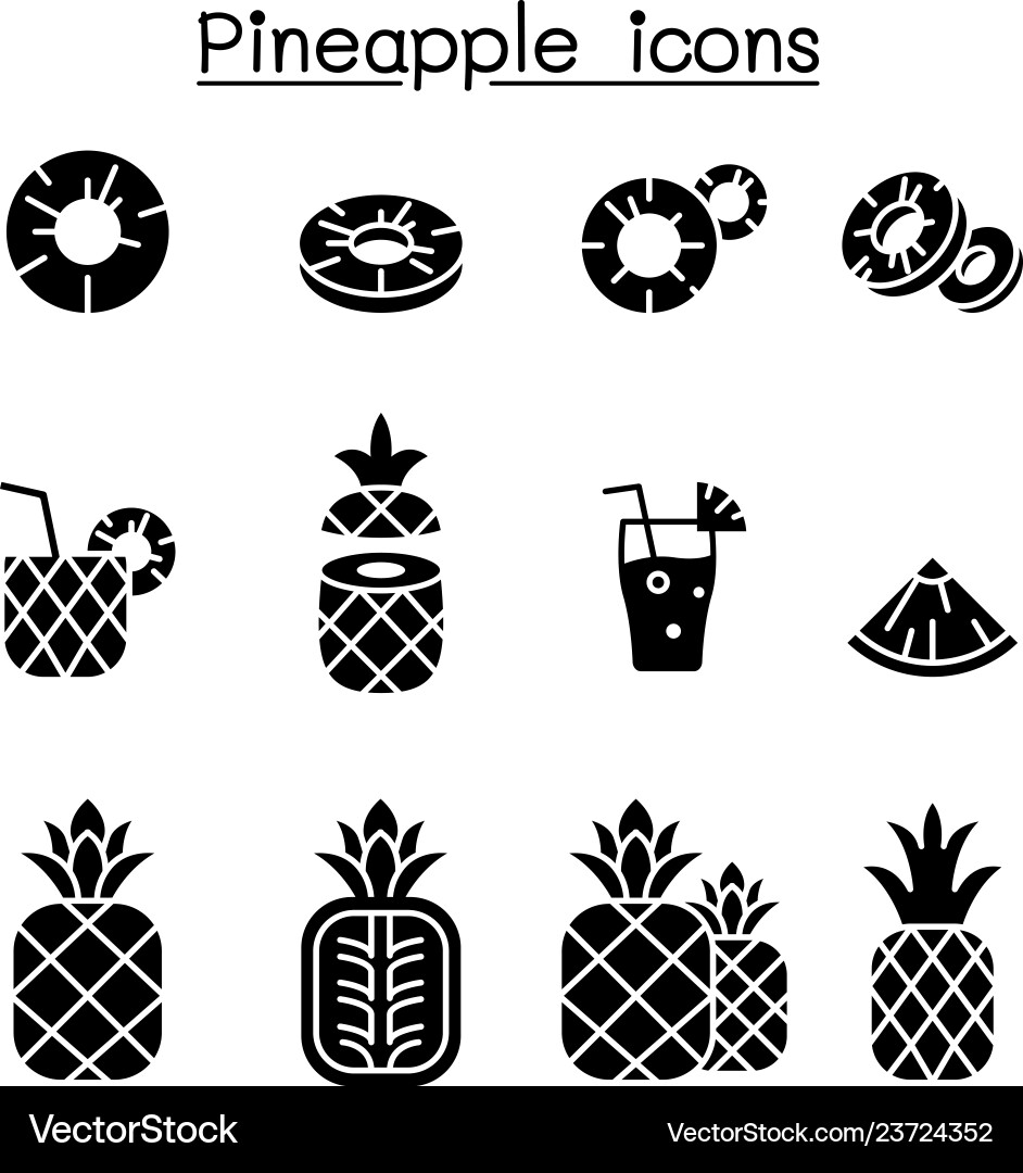 Pineapple icon set Royalty Free Vector Image - VectorStock