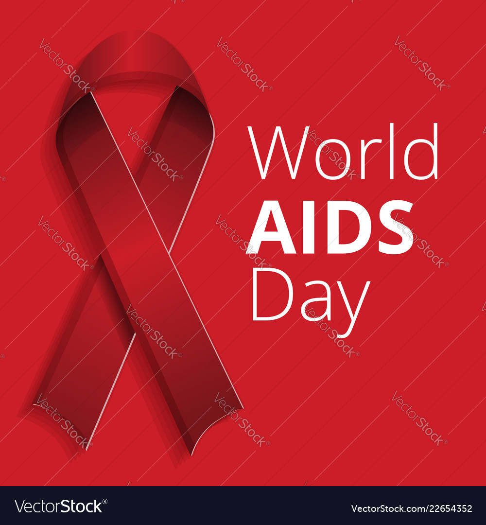 Red ribbon aids day concept background cartoon Vector Image