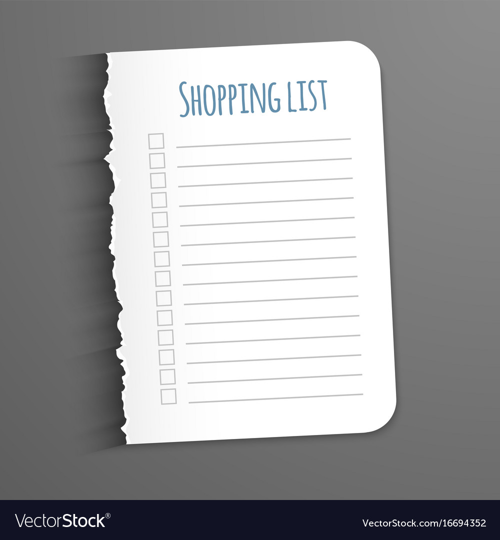 shopping list torn a blank sheet of paper to vector image shopping list blank