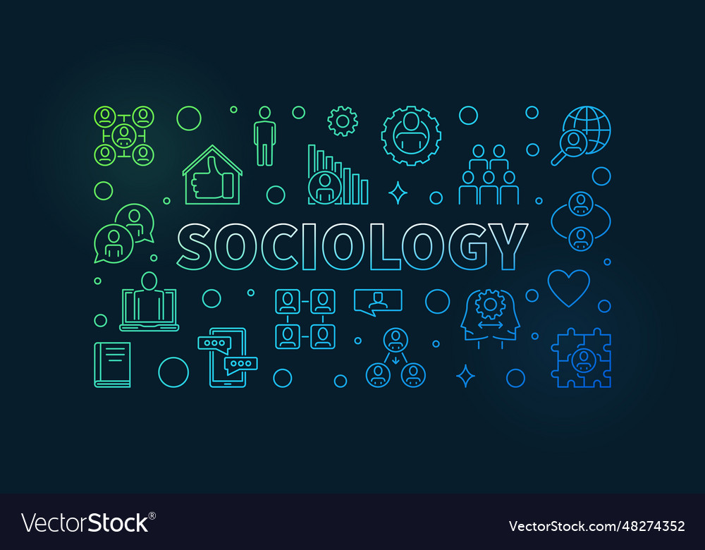 Sociology and society interaction concept line vector image