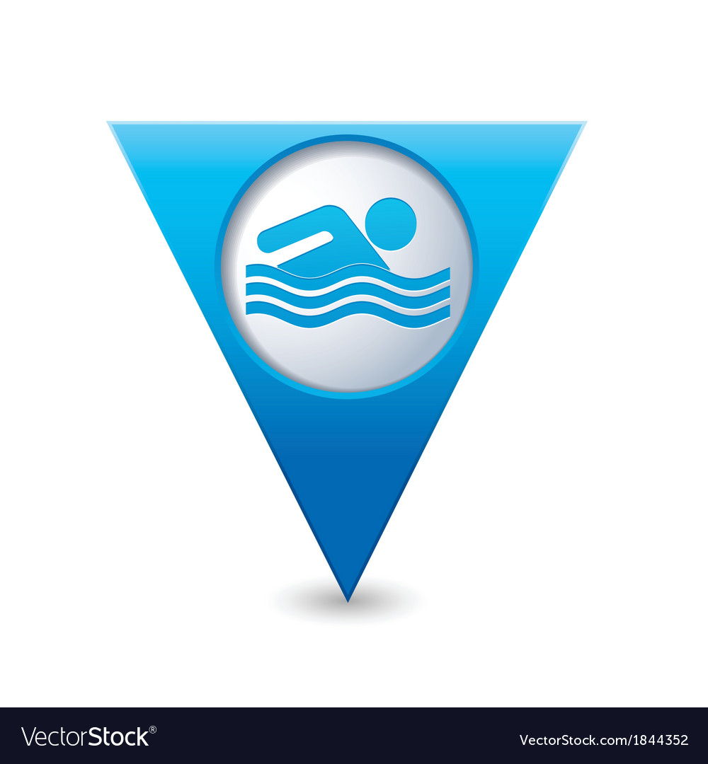 Swimming icon map pointer blue