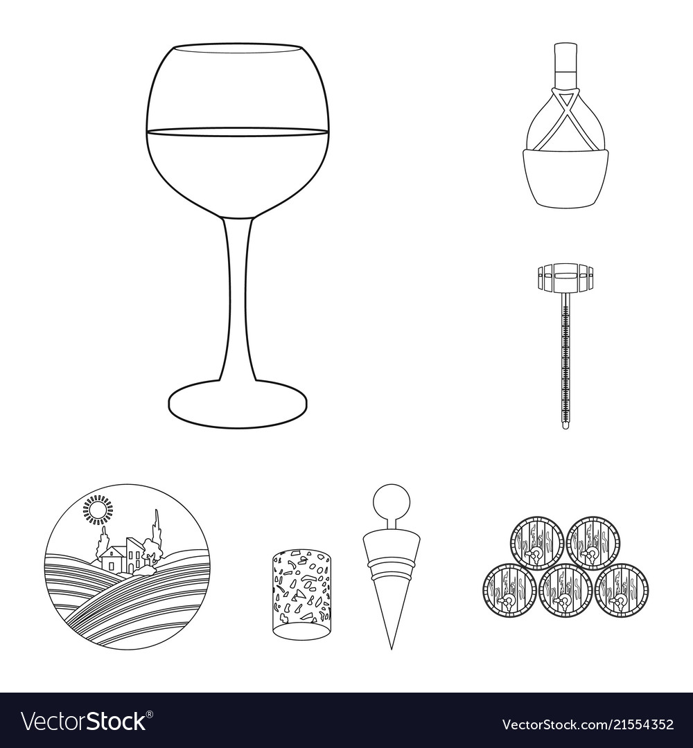 Wine products outline icons in set collection Vector Image