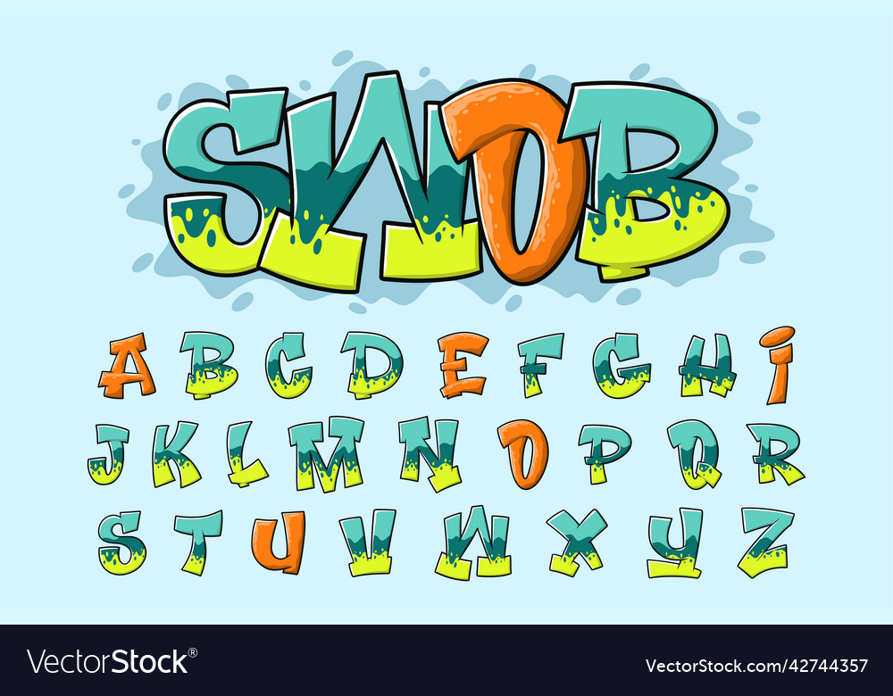 Alphabet graffiti text Royalty Free Vector Image