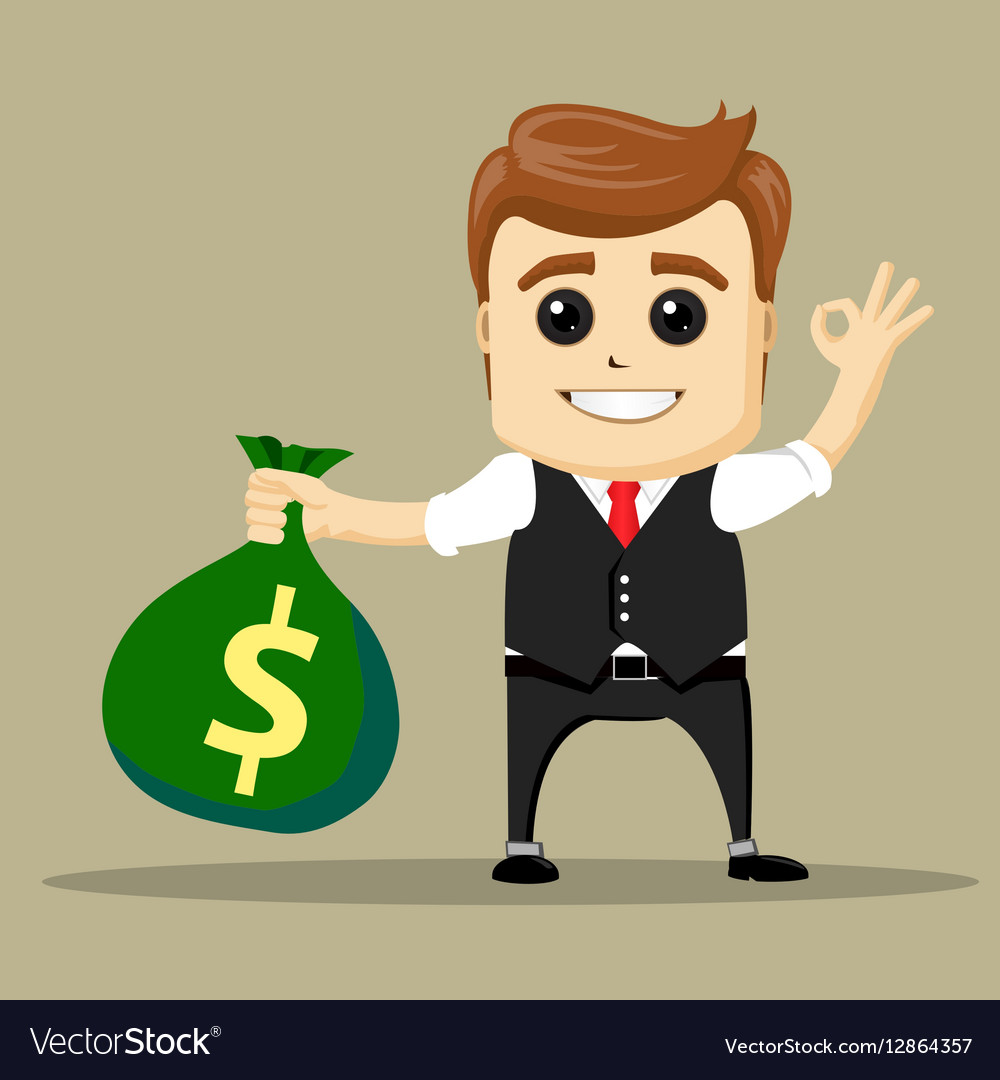 Business man smile and shows ok hand sign Vector Image