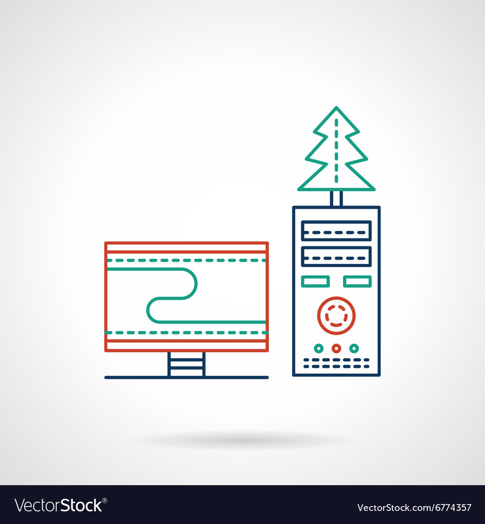 Christmas workplace flat color line icon