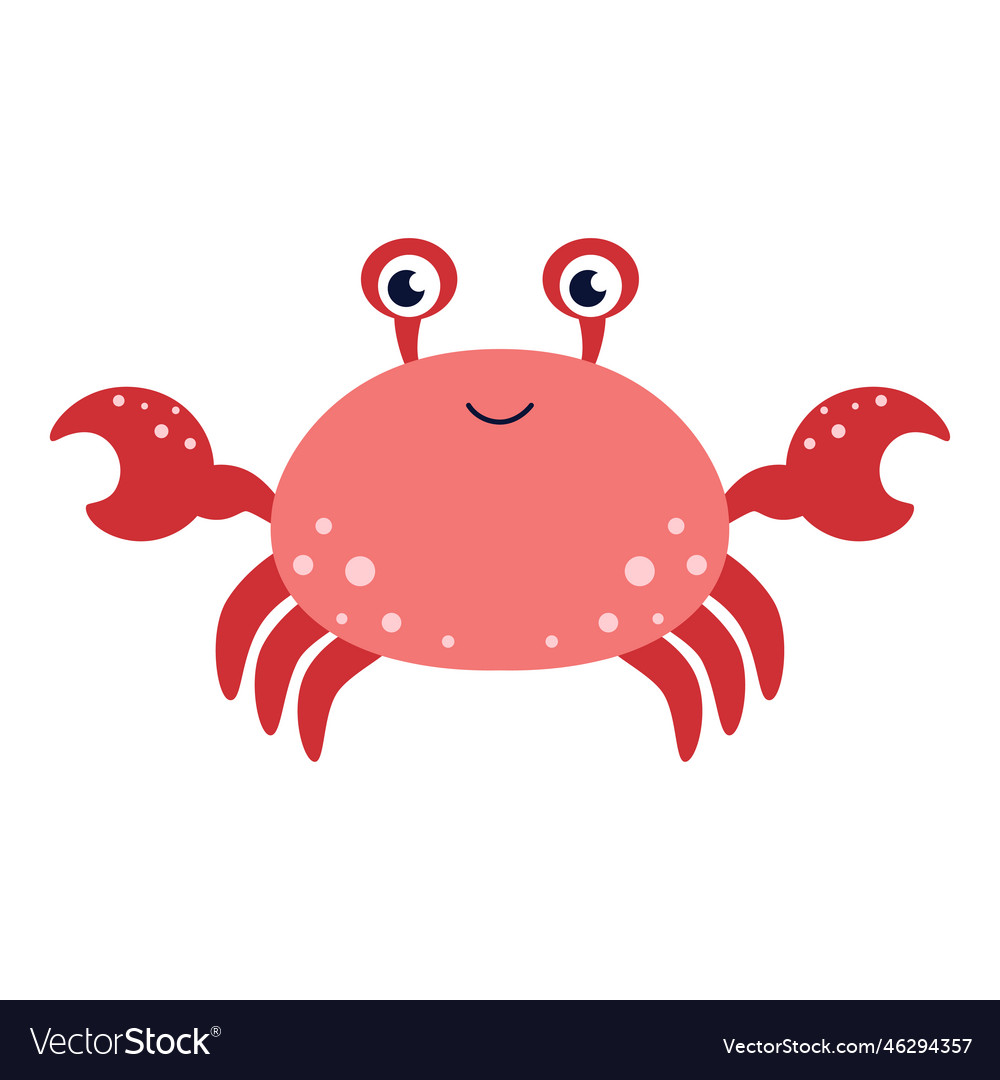 Flat of cartoon crab isolated on white