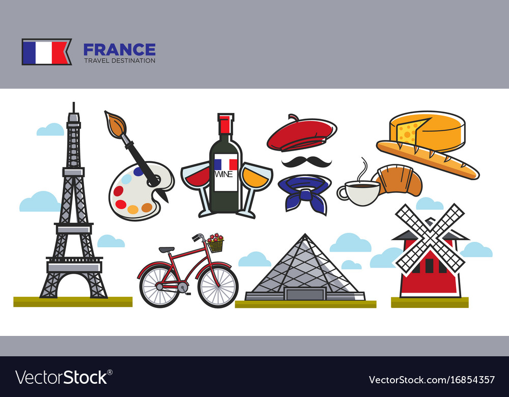 France Travel Destination Banner With National Vector Image