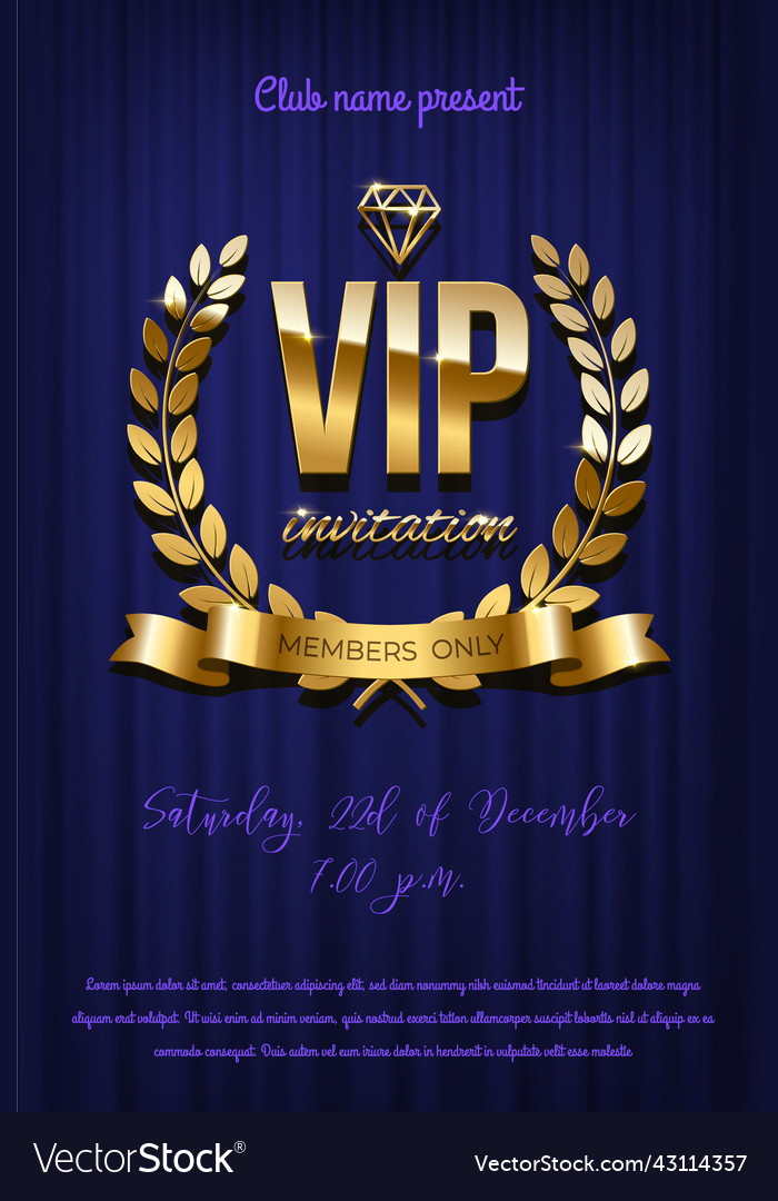 Golden vip invitation template - type design vector image Golden vip invitation template - type design