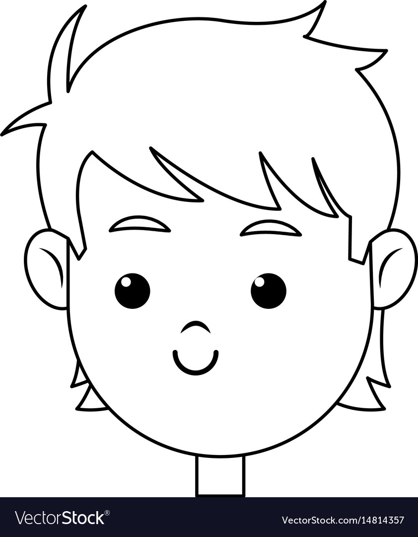 Kind Smiling Boy Face (Black)