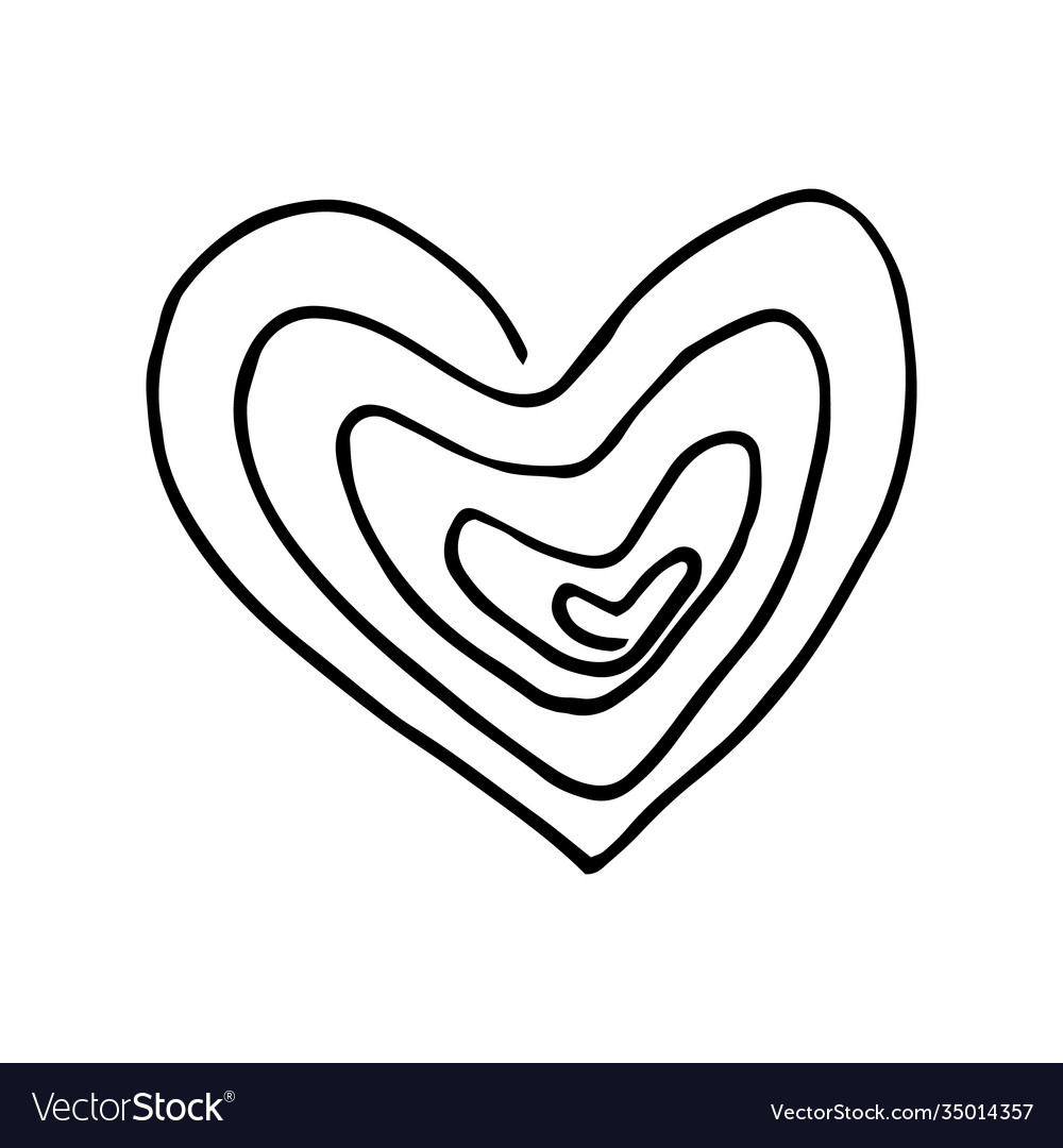 Heart spiral icon sticker sketch hand drawn Vector Image