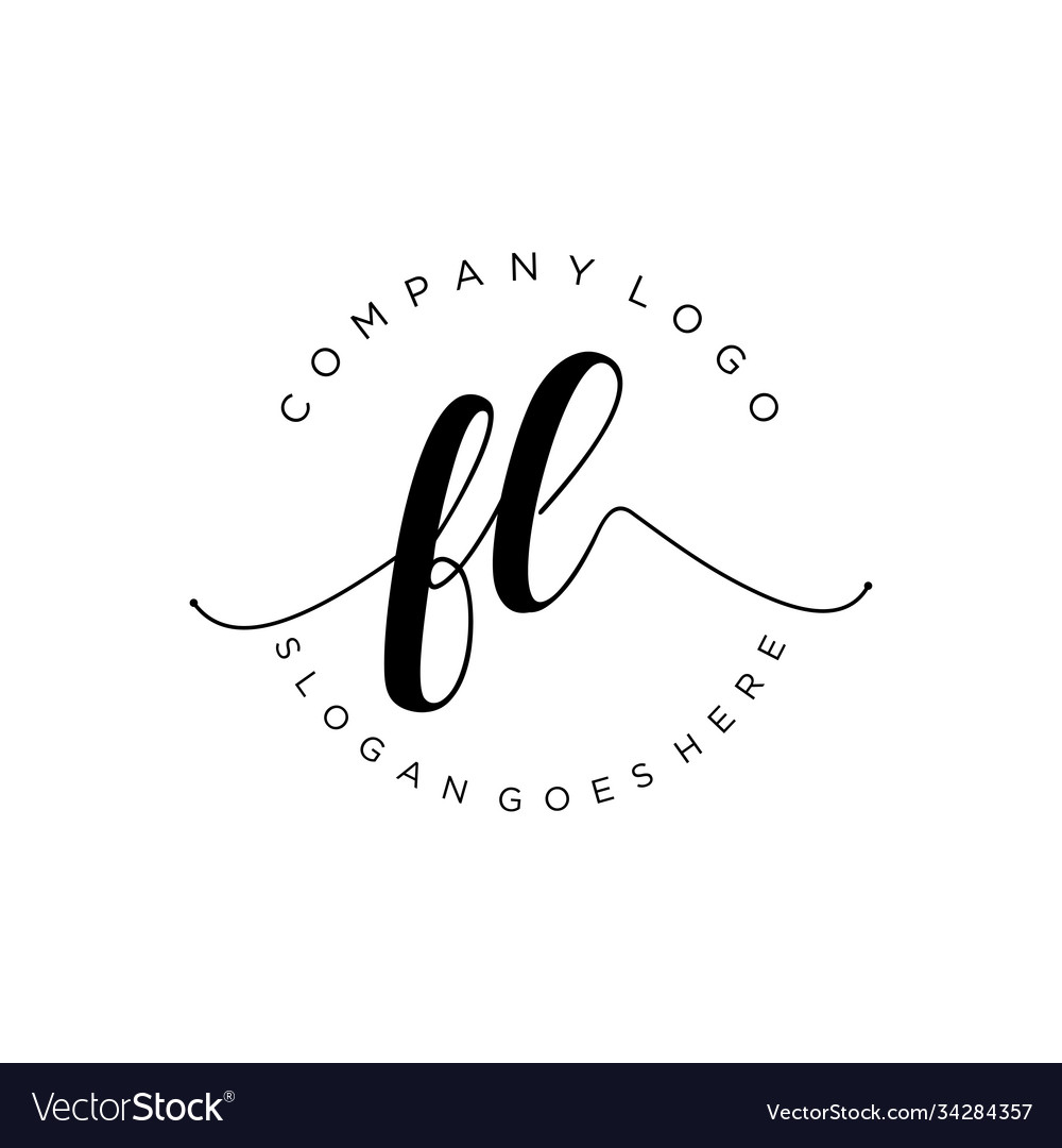 Initial Fl Handwriting Logo With Circle Template Vector Image