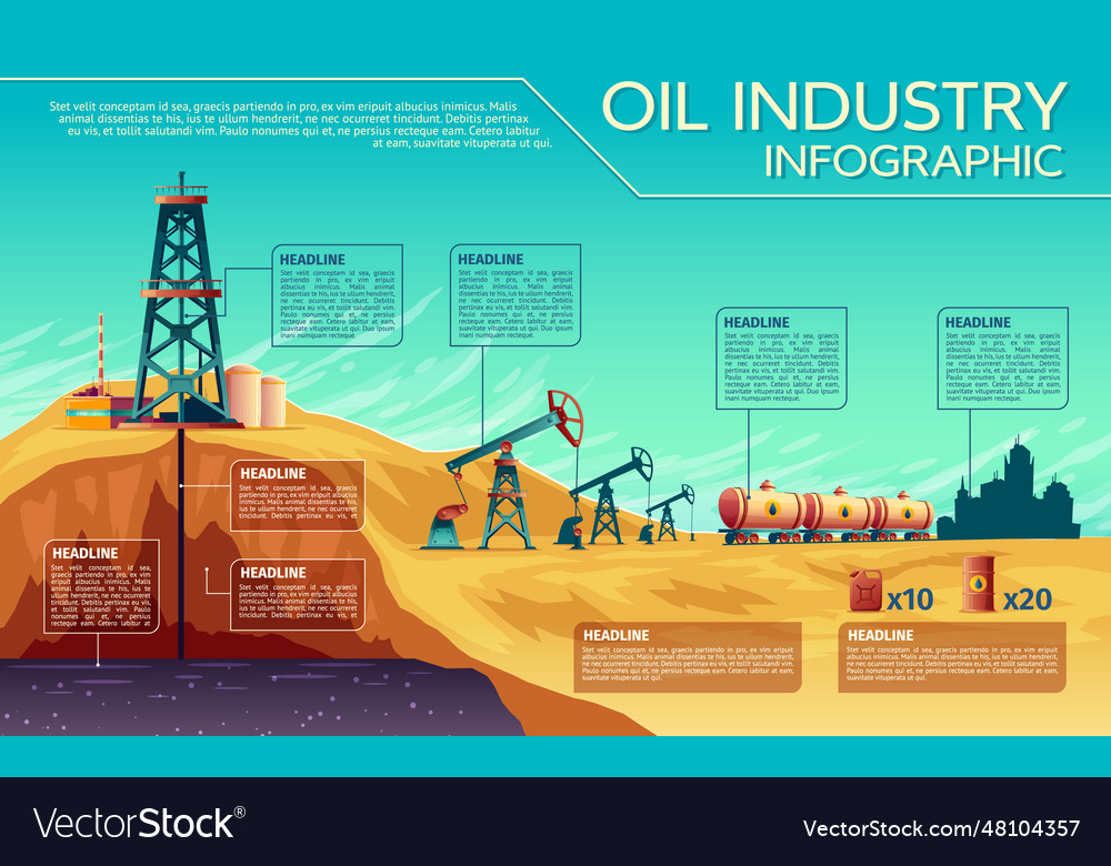 Oil industry extraction infographics Royalty Free Vector