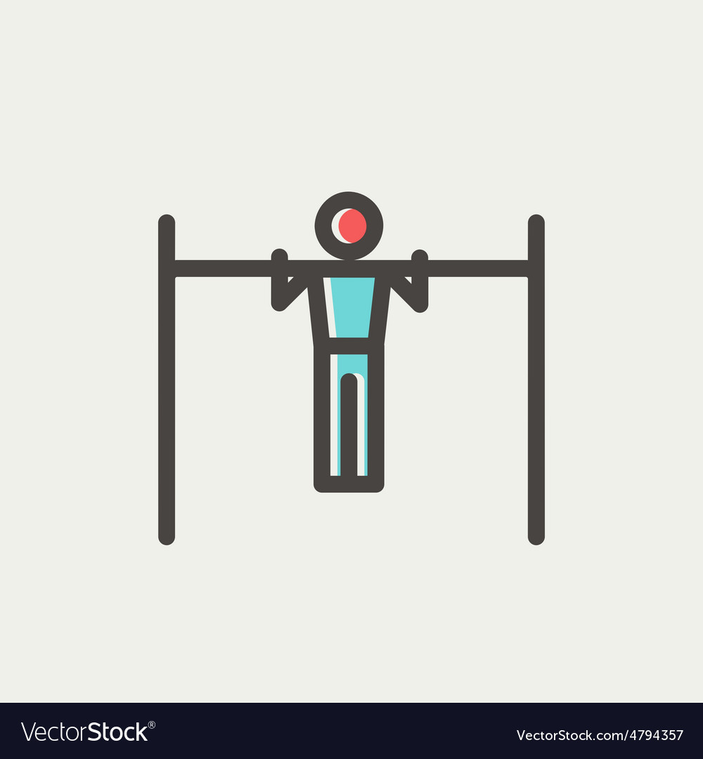 Pull up exercise in bar thin line icon