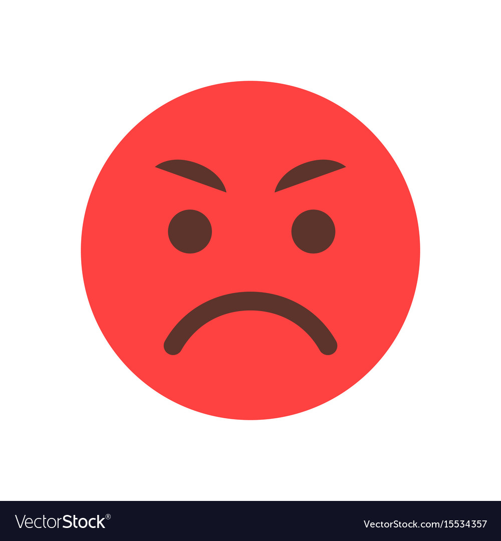 Red angry cartoon face emoji people emotion icon Vector Image