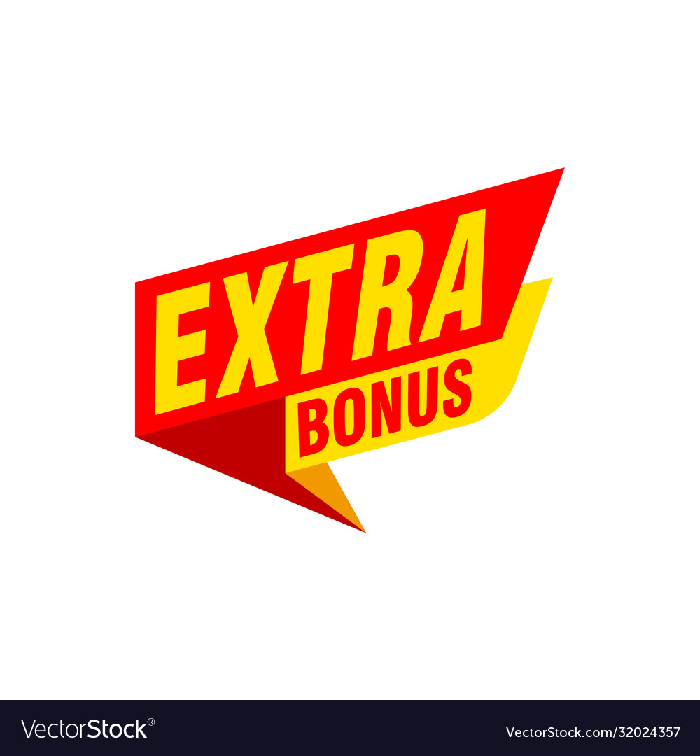 Red extra bonus label modern web banner element Vector Image