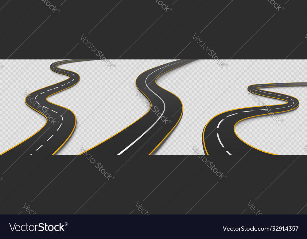 Road winding highway isolated two lane pathway Vector Image