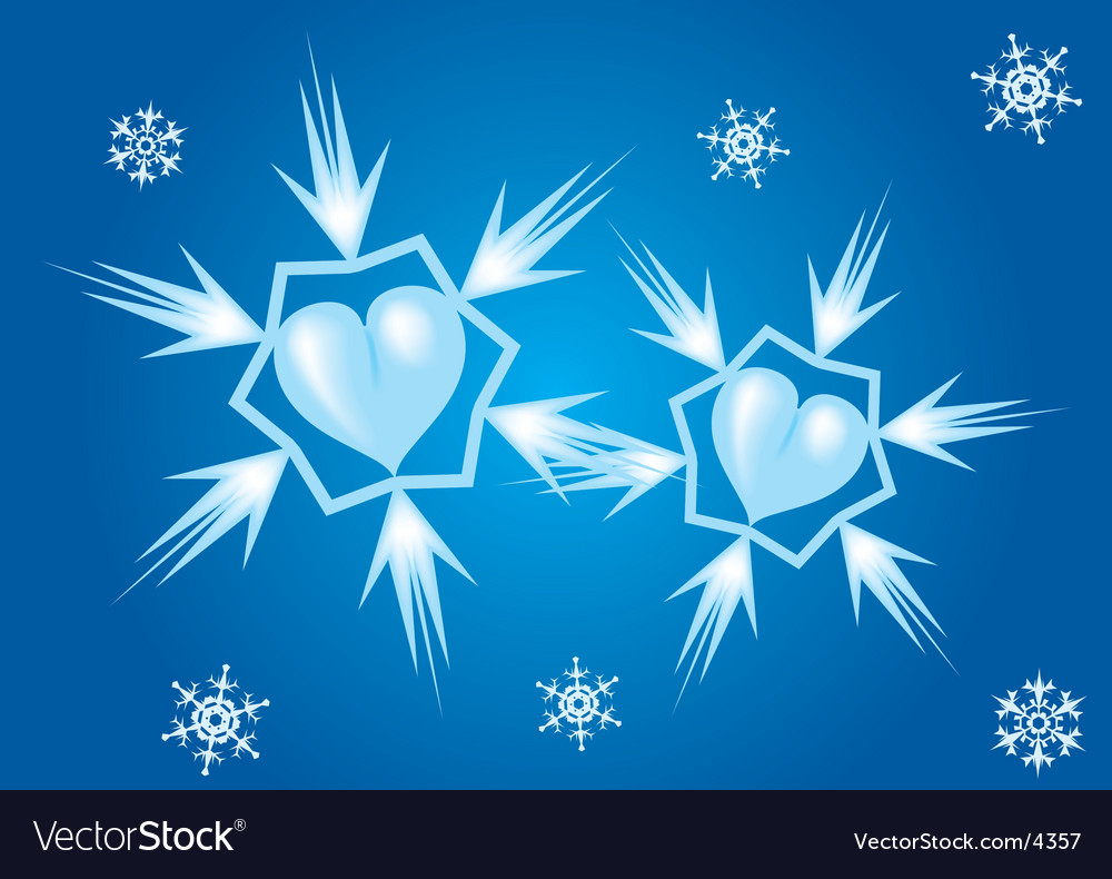 Two hearts snowflakes Royalty Free Vector Image