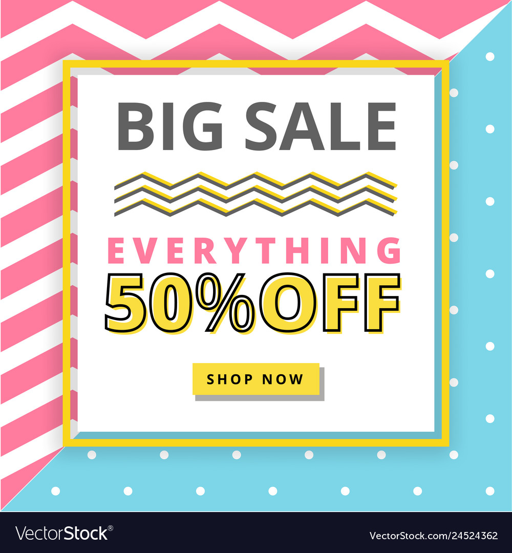 Big Sale Banner In Square Frame With 50 Off Vector Image