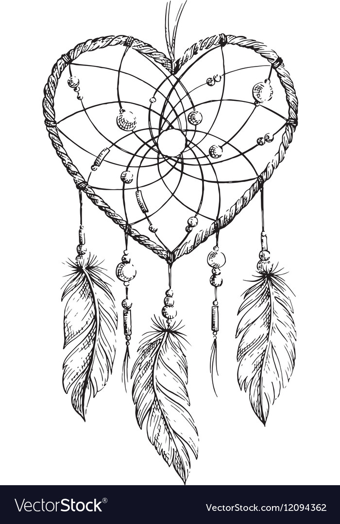 heart dreamcatcher drawings