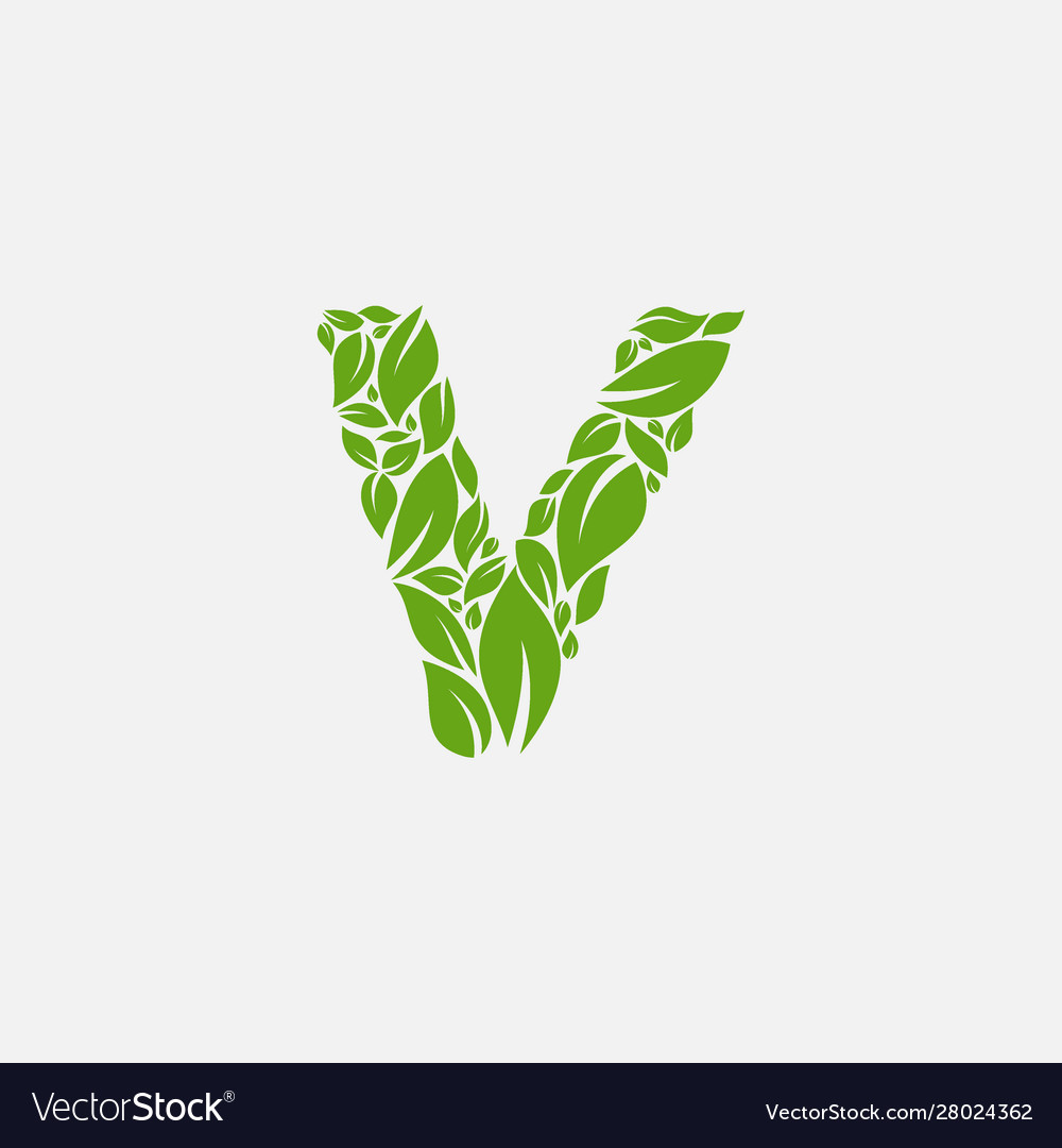 Green leaves letter eco alphabet