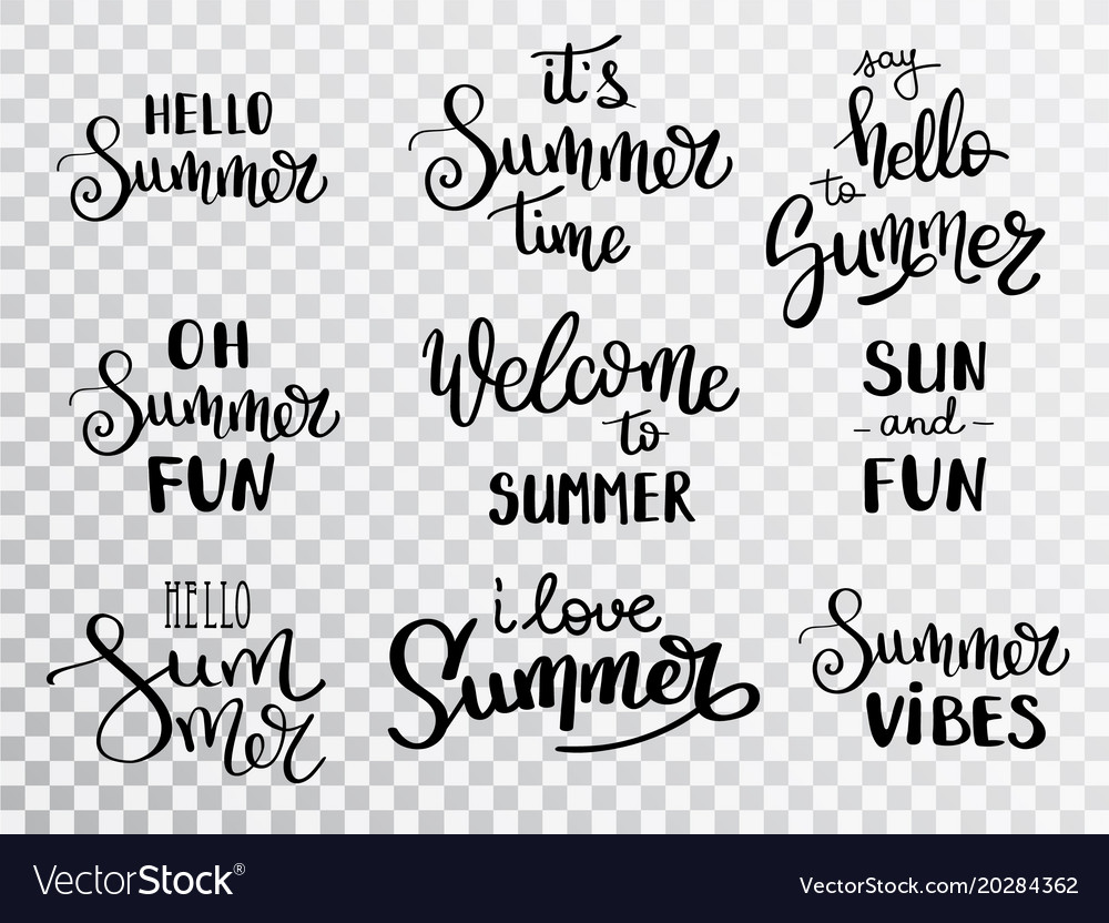 Hello summer lettering calligraphy