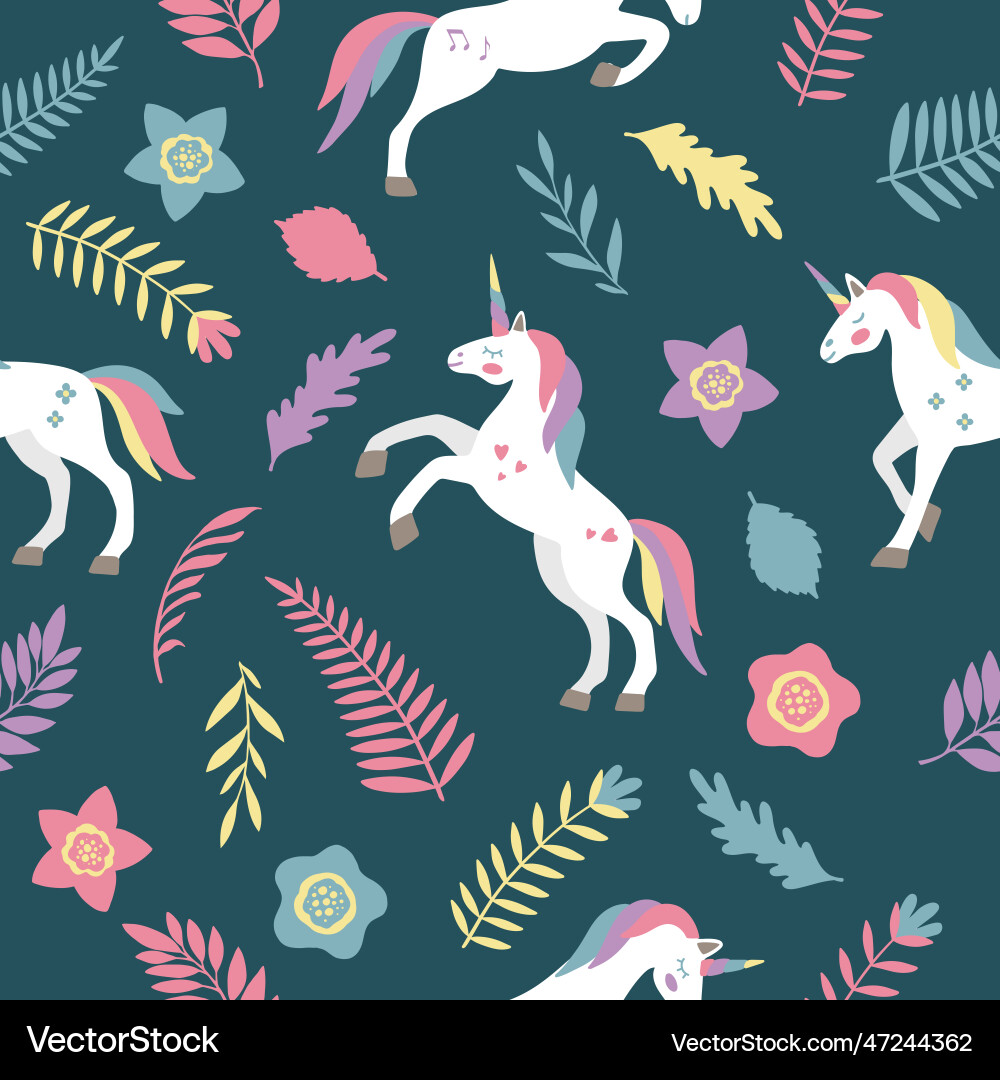 Seamless pattern with cute unicorns Royalty Free Vector