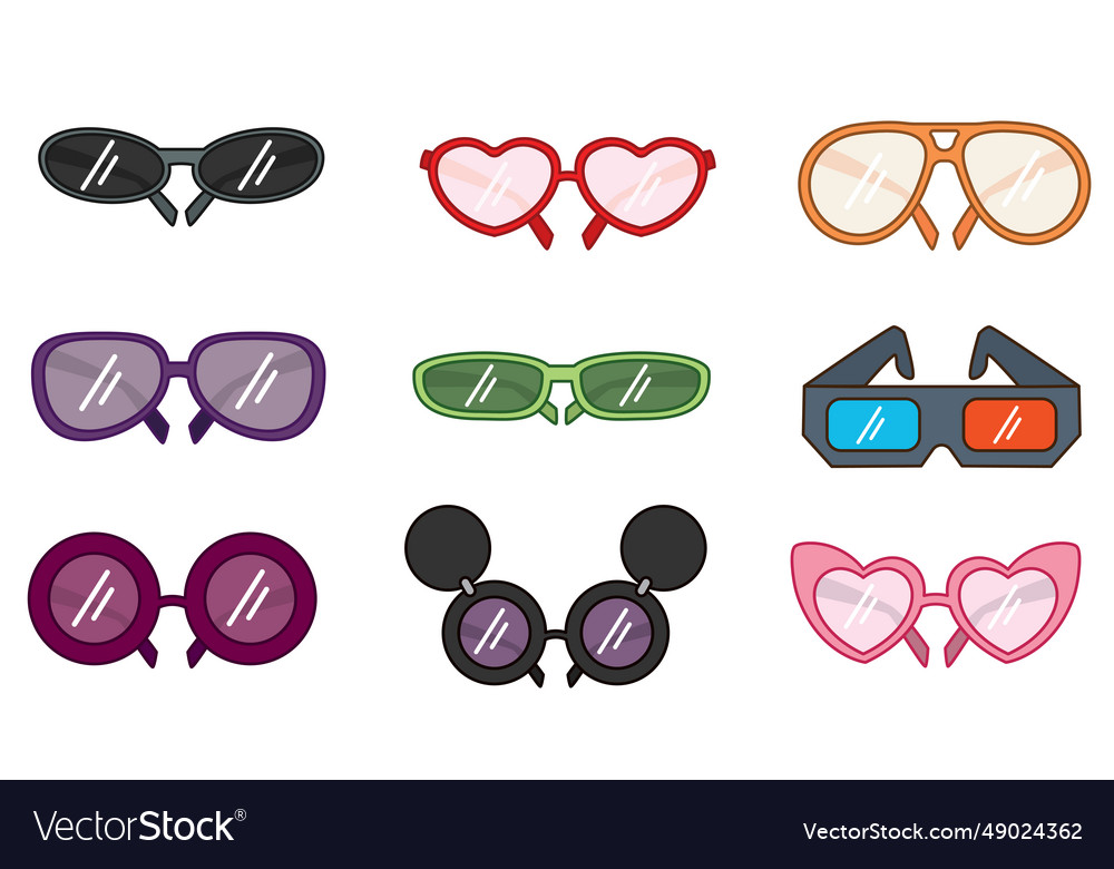 Set of colored trending eyeglasses icon