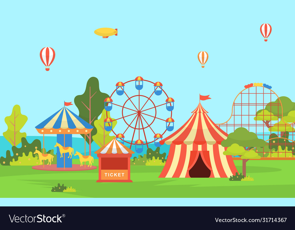 Amusement park circus carnival festival fun fair Vector Image