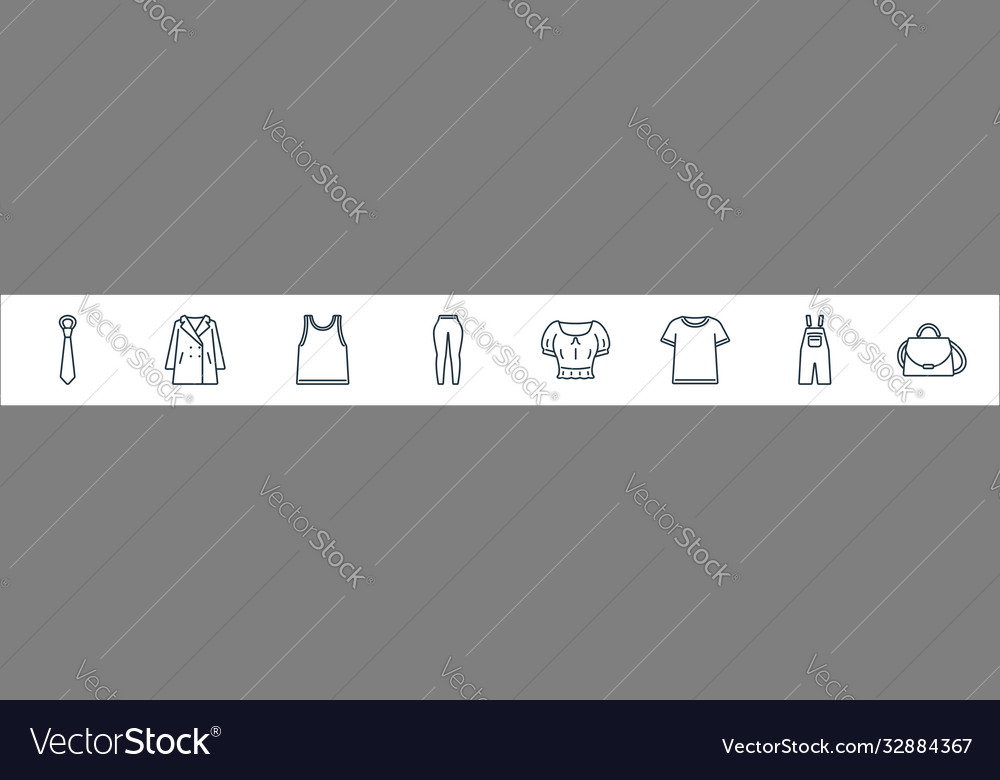 Clothes and outfit line icons linear set quality