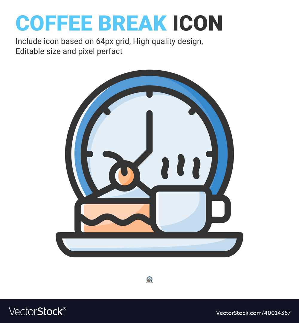 Coffee break icon with outline color style