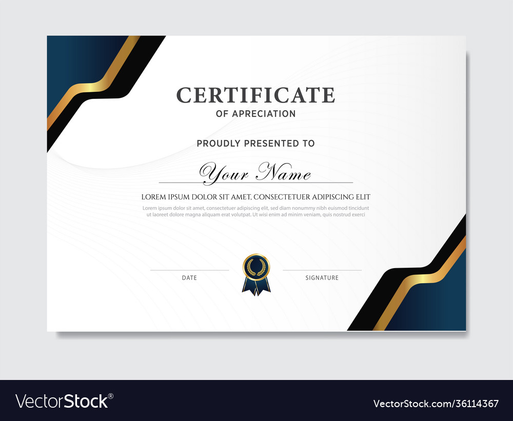 Creative certificate appreciation award Royalty Free Vector