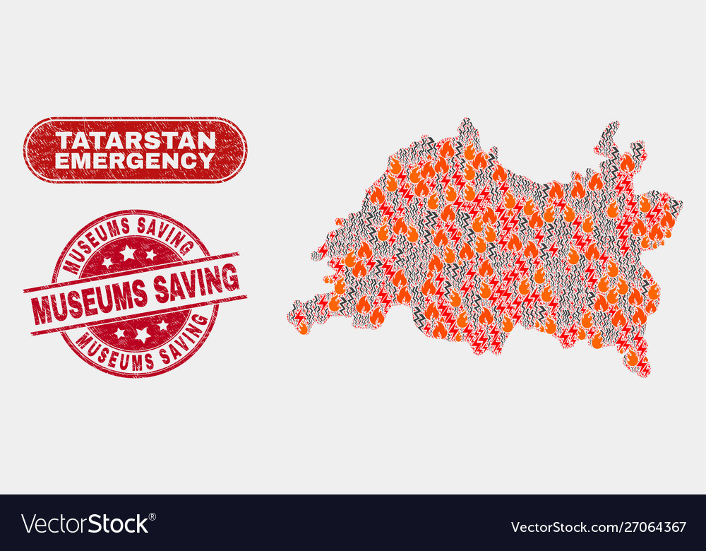 Crisis and emergency collage tatarstan map