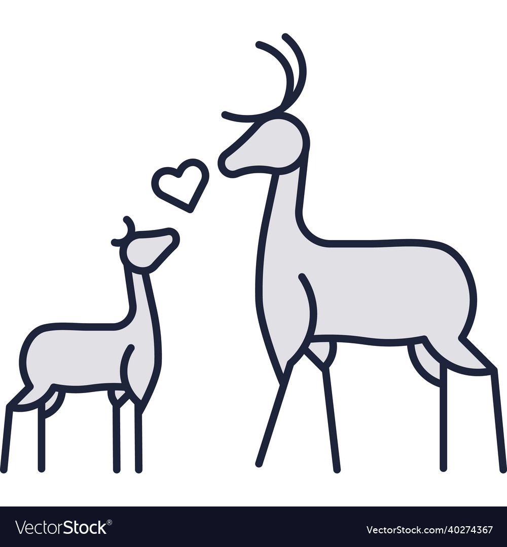 Deer family outline icon isolated on white