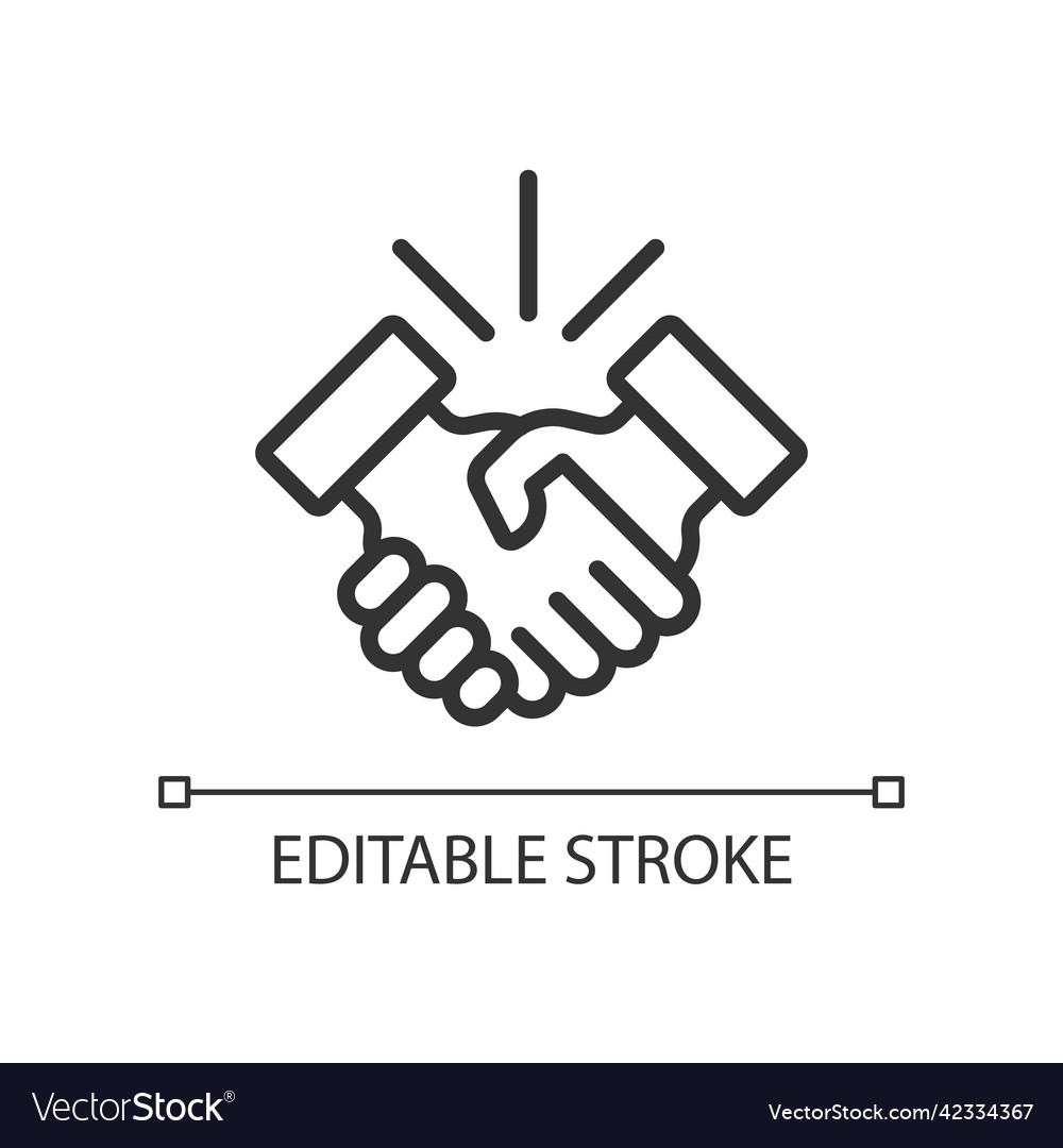 Friendly Handshake Pixel Perfect Linear Icon Sign Support Emoji