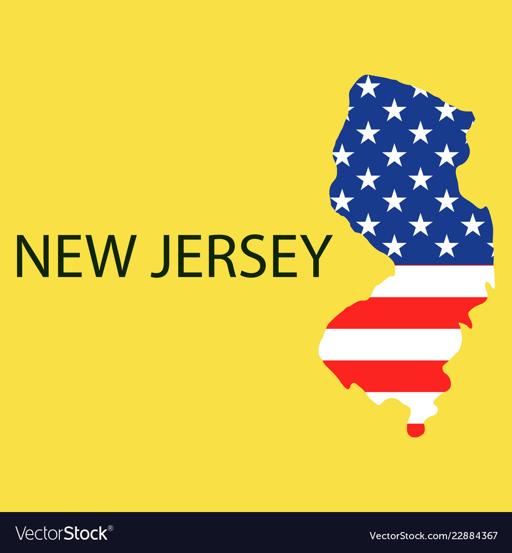 New Jersey Zustand von america mit Landkarte Flaggendruck