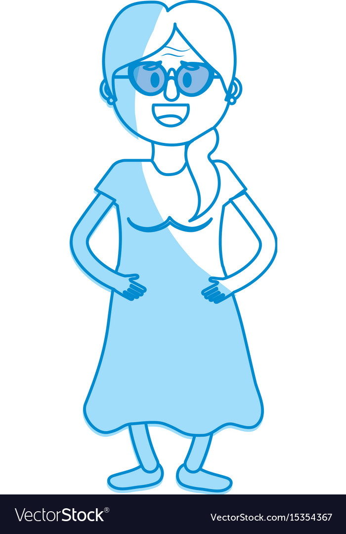 Silhouette Old Woman With Glasses And Hairstyle Vector Image