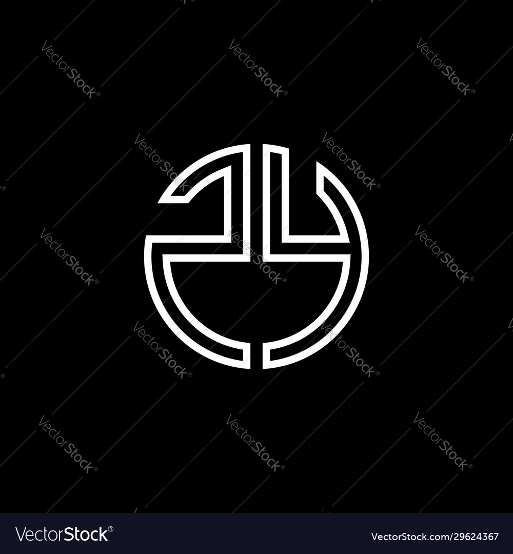 Zy monogram logo circle ribbon style outline Vector Image