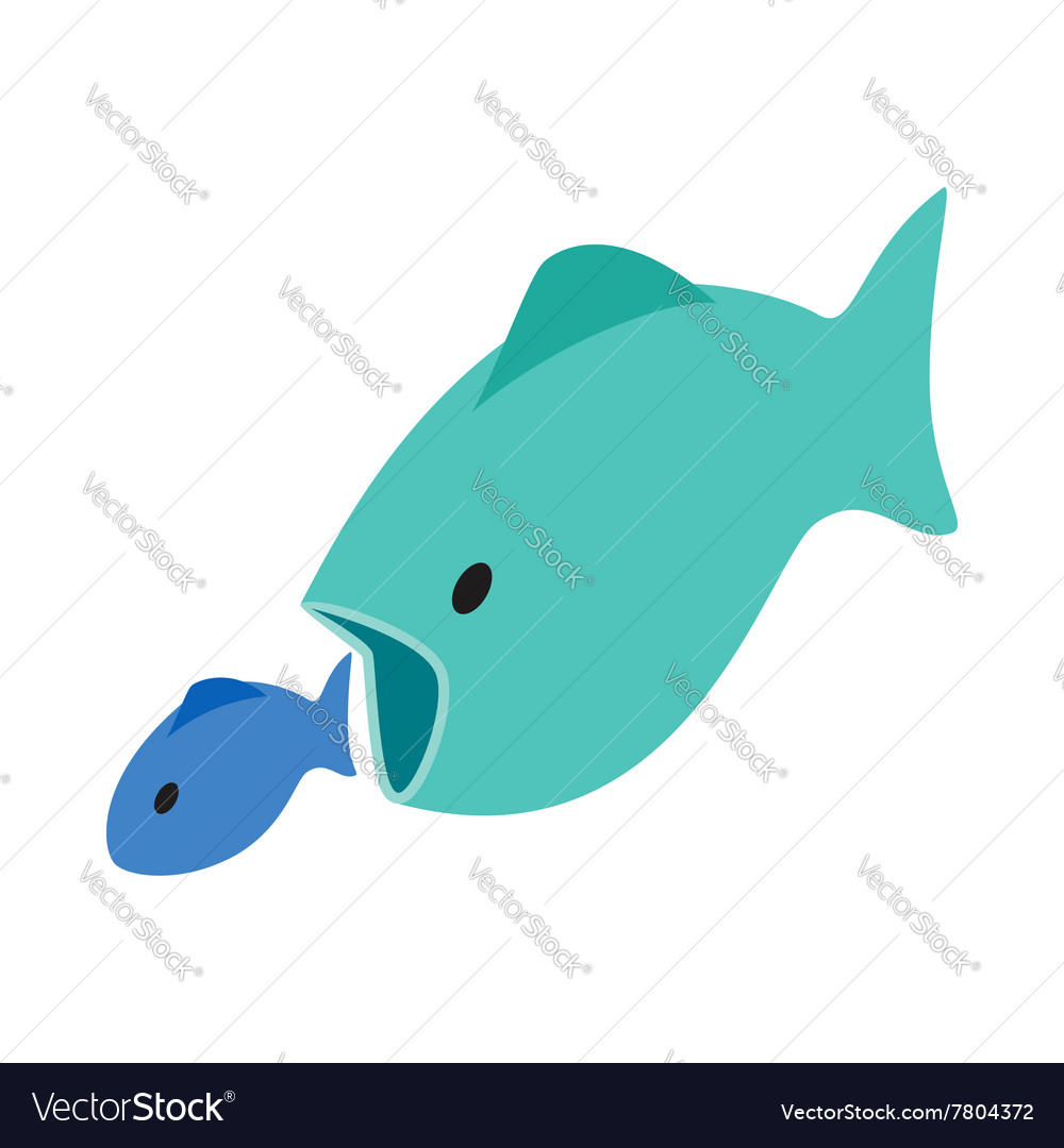 Download Big fish eats little fish icon isometric 3d style Vector Image