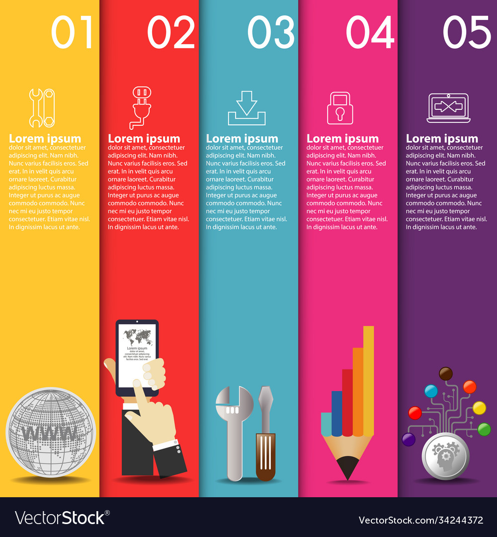 Business data process chart diagram with steps Vector Image