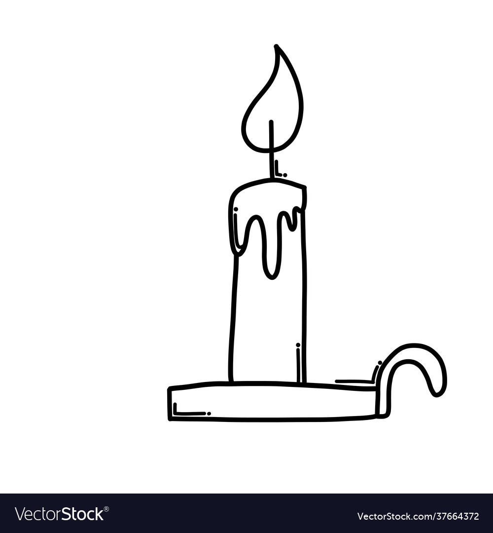 Candle doodle icon drawing sketch hand drawn Vector Image