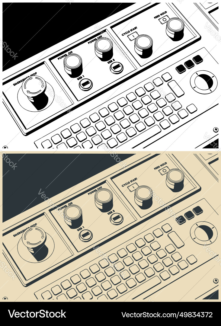 Cnc control panel close up Royalty Free Vector Image