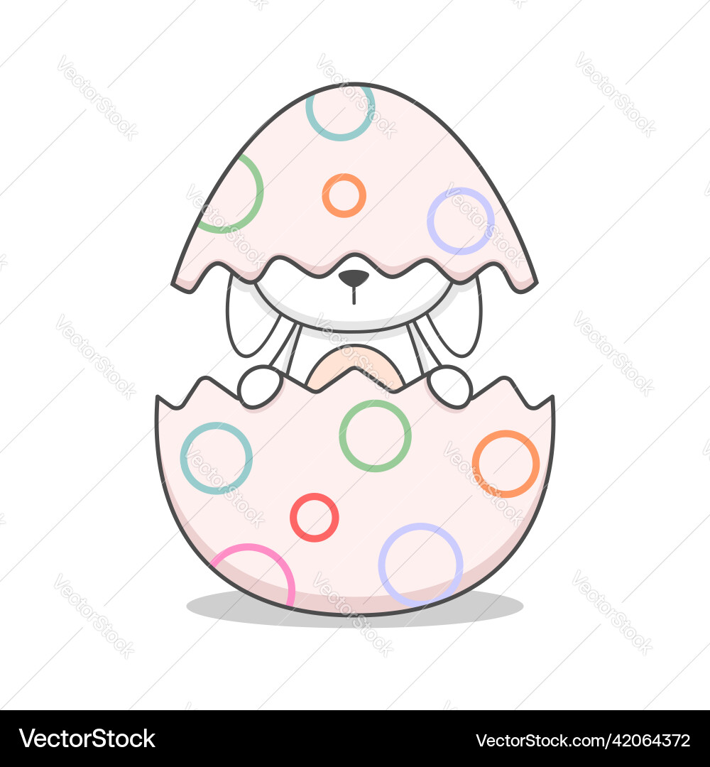 Cute easter bunny in egg Royalty Free Vector Image